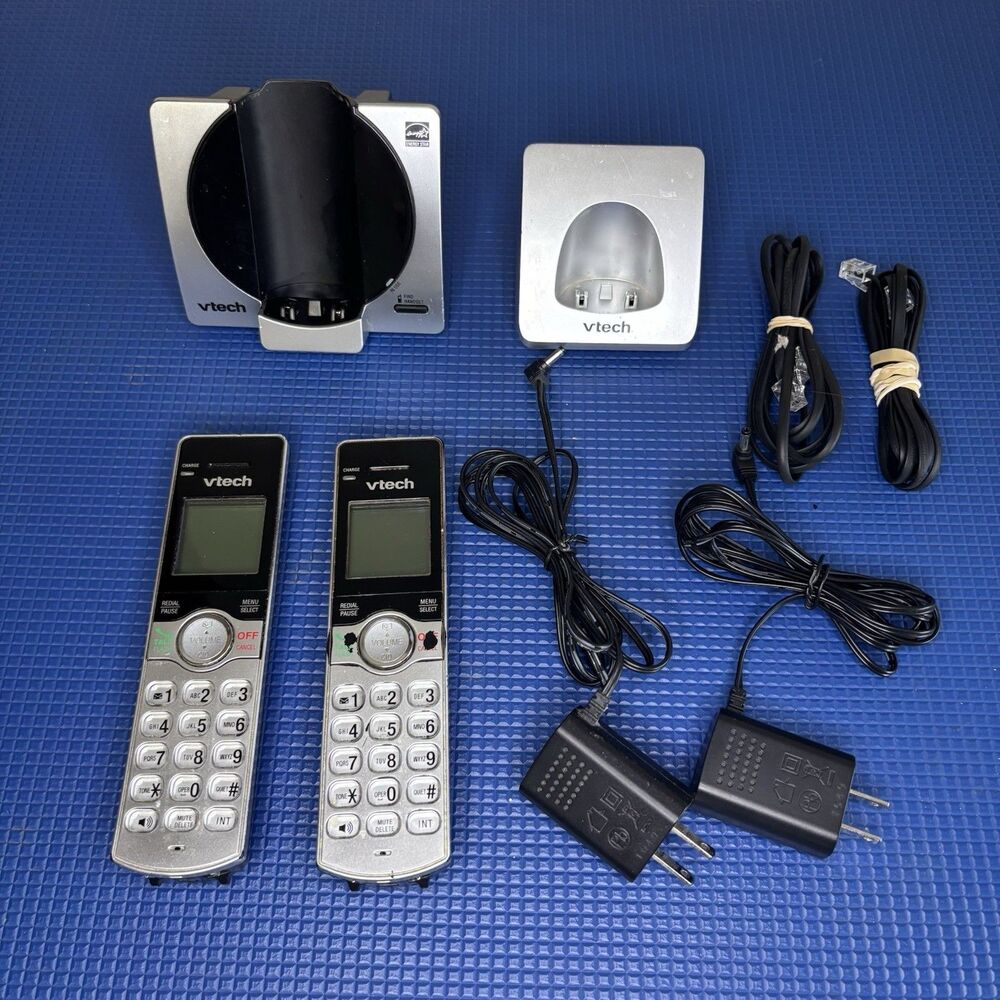VTech CS6919-2 Cordless Phone System 2 Handsets Base Chargers With Cords Tested